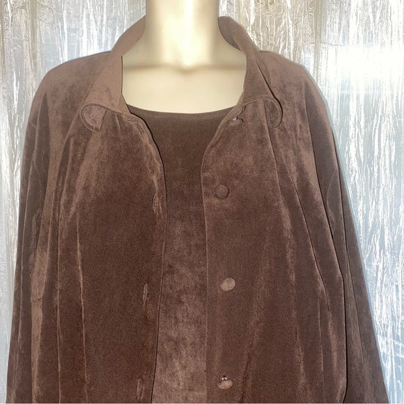 Jessica London Brown Faux Suede Sleeveless Dress & Long Sleeve Jacket Size 20W - Picture 3 of 5